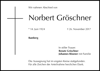 Anzeige von Norbert Gröschner von MGO