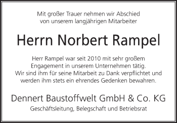 Anzeige von Norbert Rampel von MGO