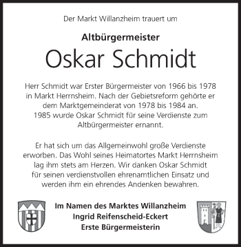 Anzeige von Oskar Schmidt von MGO