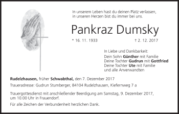 Anzeige von Pankraz Dumsky von MGO