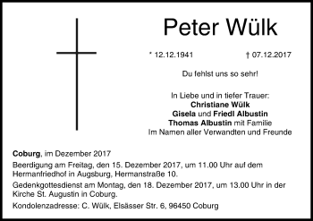 Anzeige von Peter Wülk von MGO