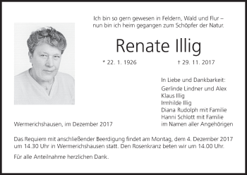 Anzeige von Renate Illig von MGO