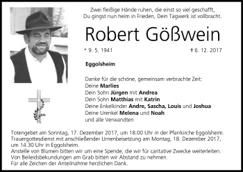 Anzeige von Robert Gößwein von MGO