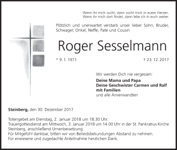 Anzeige von Roger Sesselmann von MGO