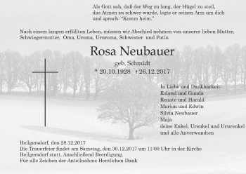 Anzeige von Rosa Neubauer von MGO