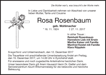 Anzeige von Rosa Rosenbaum von MGO