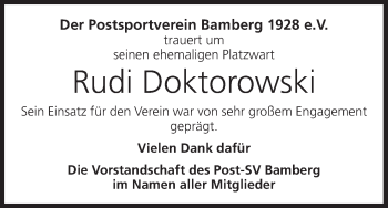 Anzeige von Rudi Doktorowski von MGO