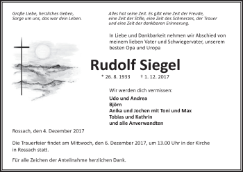 Anzeige von Rudolf Siegel von MGO
