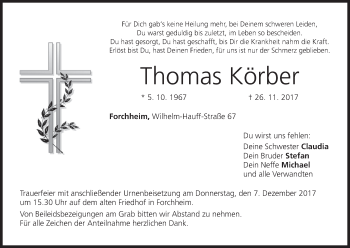 Anzeige von Thomas Körber von MGO