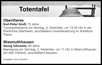 Anzeige von Totentafel vom 02.12.2017 von MGO