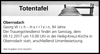 Anzeige von Totentafel vom 08.12.2017 von MGO