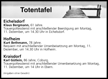 Anzeige von Totentafel vom 09.12.2017 von MGO