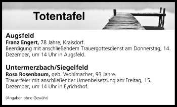 Anzeige von Totentafel vom 13.12.2017 von MGO