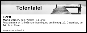 Anzeige von Totentafel vom 21.12.2017 von MGO