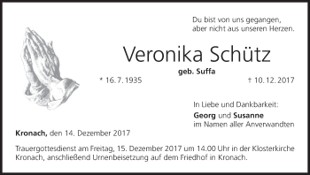 Anzeige von Veronika Schütz von MGO