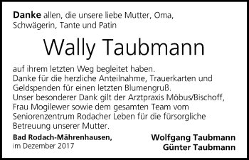 Anzeige von Wally Taubmann von MGO