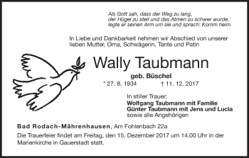 Anzeige von Wally Taubmann von MGO