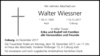 Anzeige von Walter Wiessner von MGO