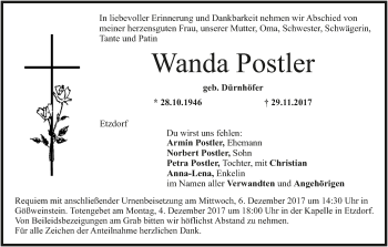 Anzeige von Wanda Postler von MGO