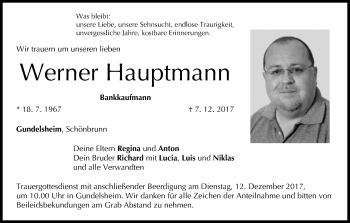 Anzeige von Werner Hauptmann von MGO