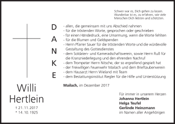 Anzeige von Willi Hertlein von MGO