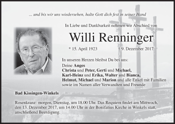 Anzeige von Willi Renninger von MGO