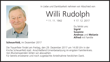 Anzeige von Willi Rudolph von MGO
