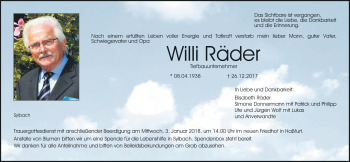 Anzeige von Willi Räder von MGO