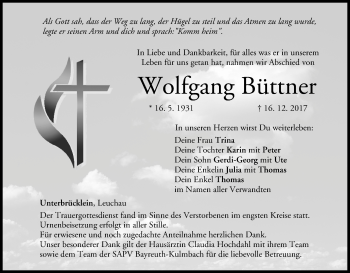 Anzeige von Wolfgang Büttner von MGO