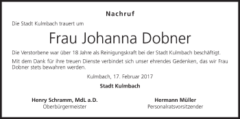 Anzeige von Johanna Dobner von MGO