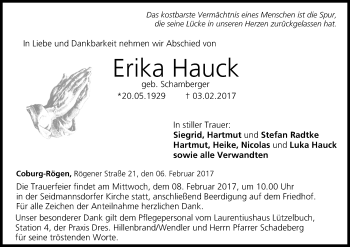 Anzeige von Erika Hauck von MGO