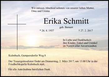 Anzeige von Erika Schmitt von MGO