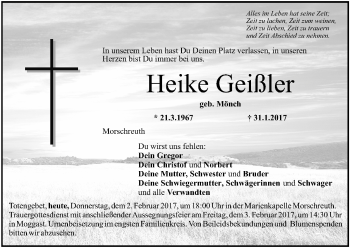 Anzeige von Heike Geißler von MGO