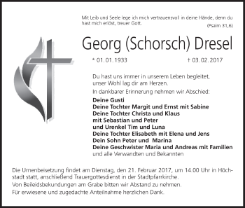 Anzeige von Georg Dresel von MGO
