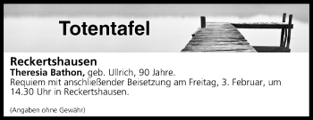 Anzeige von Totentafel vom 03.02.2017 von MGO