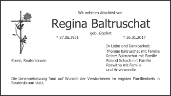 Anzeige von Regina Baltruschat von MGO