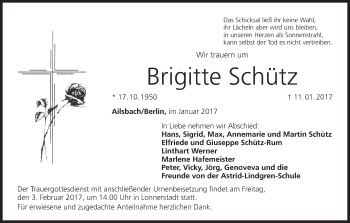 Anzeige von Brigitte Schütz von MGO