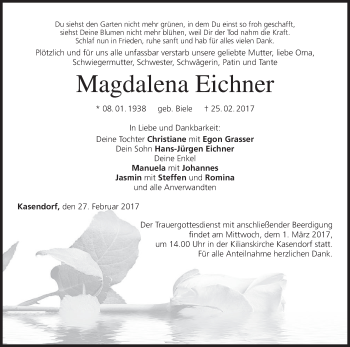Anzeige von Magdalena Eichner von MGO