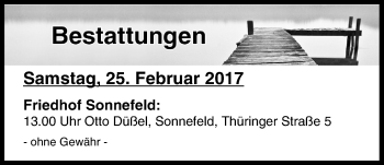 Anzeige von Bestattungen vom 25.02.2017 von MGO