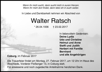 Anzeige von Walter Ratsch von MGO