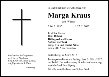 Anzeige von Marga Kraus von MGO