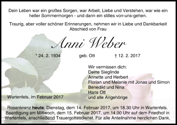 Anzeige von Anni Weber von MGO