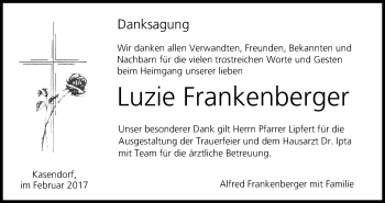 Anzeige von Luzie Frankenberger von MGO