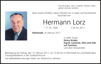 Anzeige von Hermann Lorz von MGO