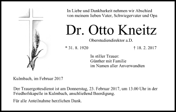 Anzeige von Otto Kneitz von MGO