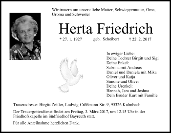 Anzeige von Herta Friedrich von MGO