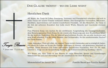 Anzeige von Tanja Baum von MGO