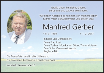 Anzeige von Manfred Gerber von MGO