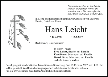 Anzeige von Hans Leicht von MGO