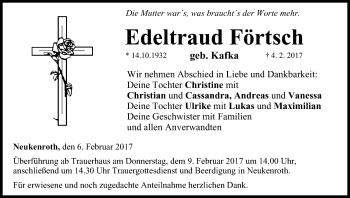 Anzeige von Edeltraud Förtsch von MGO